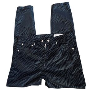 Rag & Bone Nina High Rise Ankle Skinny Jeans Black Zebra Pattern Textured Sz 30